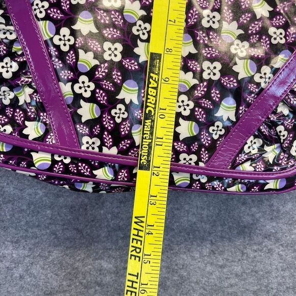 VERA BRADLEY Shoulder Purple Plum Petals Floral Frill Vinyl Messenger Bag NWOT - Picture 3 of 15